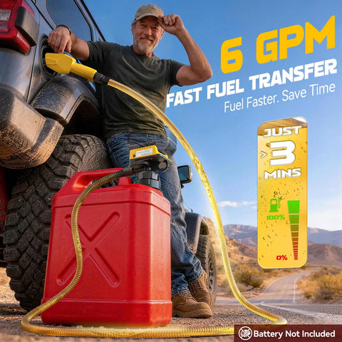 Using Cordless Fuel Transfer Pump 6 GPM For Diesel And Gasoline With Smart Auto Stop Safety System And Audible Beep Auto Shutoff When Tank Is Full