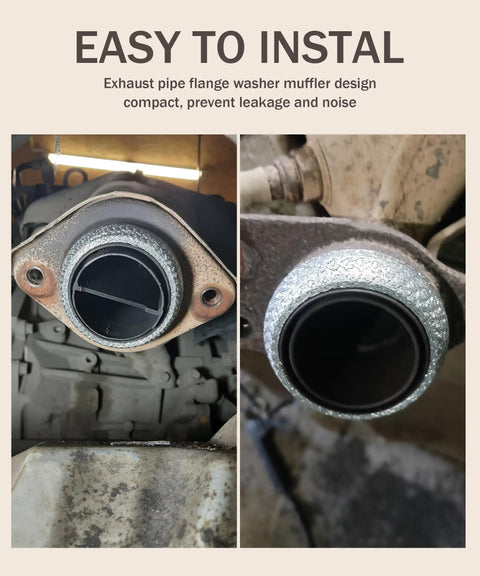 Heavy Duty 2 Inch Exhaust Manifold Donut Gasket Featuring A Bulletproof Graphite Build installed on exhaust pipe to prevent leaks.
