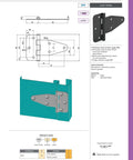 Rugged Black Flat Leaf Hinge For Heavy Doors And Truck Cabinets, 180 Degree Swing, Beefy Heavy Duty Steel, Model 599.6.2