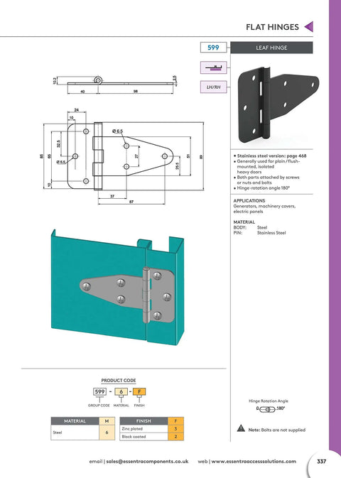Diagram of Lot Of 10 Flat Leaf Hinge Black For Heavy Doors Truck Cabinets 180 Degree Swing Hinge Heavy Duty Steel Construction