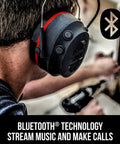 Person wearing Gel Cushions Bluetooth Hearing Muffs With Active Mic 26 dB NRR For Serious Noise Protection High Fidelity Speakers