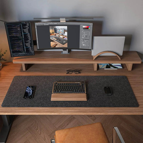 Durable Felt Desk Pad For An Ultra Smooth Workstation Mouse Pad And Keyboard Mat Large 36 By 12 Inches Desk Protector In Dark Gray
