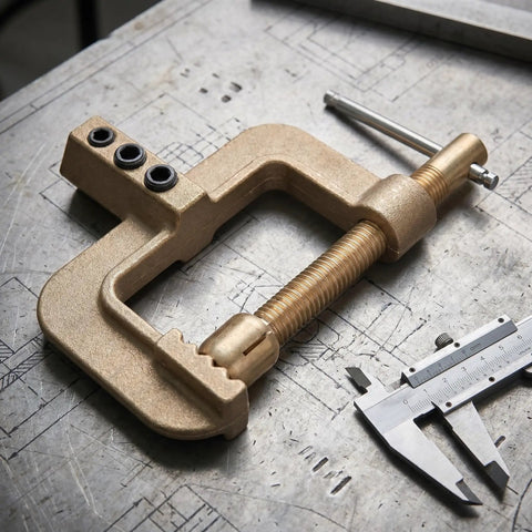 Heavy Duty Ground Clamp For Welders With High Current Transfer And Thickened Copper Contact Design To Stop Rust And Ensure Reliable Sturdy Spring Operation For Tough Home Shop Or Field Jobs That Need Real Muscle on metal work surface.