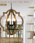 21.6 Inch Farmhouse Wood Orb Chandelier With 4 Lights Rustic Dining Room Light Fixture Adjustable Hanging Chain Black Matte Finish That Pops For Kitchen Island Or Foyer Over Dining Table Bulbs Not Included