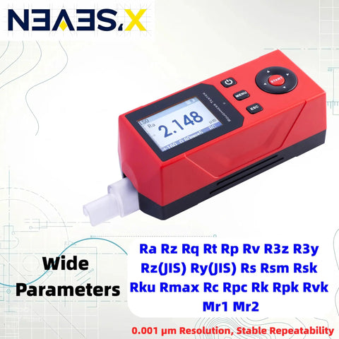 Shop Ready Handheld Surface Roughness Tester With 0.001 Micron Resolution for Ra Rz Rq Rt Measurements on a table
