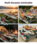 3 Piece Fitted Picnic Table Cover Set For Outdoor 6ft Tables And Benches, Waterproof Windproof With Elastic Edges