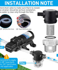 Installation of Two Pack Water Pump Strainers With Three Eighth Inch Hose Barb Inline Mesh Filter Screen Twist On Plumbing Strainers For RV Sprayers Marine Boats Camper Lawn Care 50 Mesh Stainless Steel with 3/8 inch hose connections.