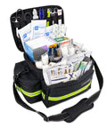 Mid Sized First Responder EMT Bag Fully Stocked With 200 Plus BLS Supplies Black Field Ready Emergency Medical Kit For Real World Medical Emergencies Everywhere, open black bag