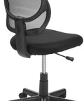 Comfy All Day Low Back Office Chair With Breathable Mesh Back And Height Adjustable Seat, side view, on swivel base with casters