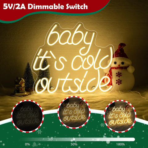 Baby it's cold outside neon sign with snowman decor, 5V USB powered for festive home atmosphere in living or game rooms