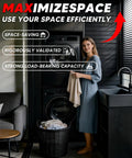 Heavy Duty 27 Inch Washer Dryer Stacking Kit Replacement For LG Laundry Units, woman standing by stacked washer dryer in laundry room