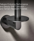 Composed Vertical Toilet Paper Holder In Black Finish wall-mounted close-up, showing durable corrosion-resistant material