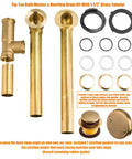 Solid Heavy Duty Brass Tub Drain Set With Tip Toe Stopper Overflow Plate And Matching Plug In Sweet Champagne Bronze Finish, components shown.