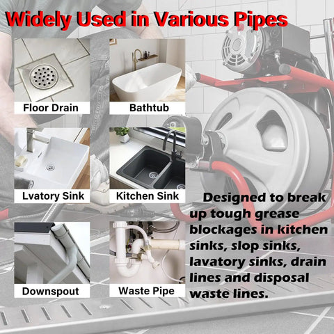 Heavy Duty Three Inch Cable Coupler Cutter Compatible With Ridgid K400 Drum And K50 Sectional Machines view of various pipes for use.