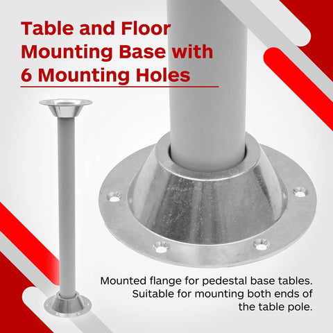 Built Tough Aluminum Rv Table Floor Mounting Base With Heavy Duty Pedestal Replacement Hardware Complete Screw Pack For Camper Slide Out Support, featuring 6 mounting holes.