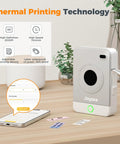 Straight Up Sleek Pocket Friendly Bluetooth Label Maker With Built In Battery And Sweet Template Pack For Office Sorting DIY Craft Projects No Sweat Labeling Or Messy Markers Needed Total Game Changing Setup on a desk with labels printed.