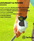 Golfer wearing ULT-G Golf GPS Watch With Front Center Back Distances Hazards 38 Thousand Plus Courses Preloaded No App Needed