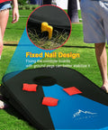 Portable Foldable Cornhole Boards Set 3 By 2 Feet With Carrying Case on grass showing fixed nail design and toss bags