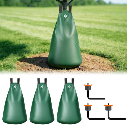 20 Gallon Tree Watering Bag 3 Pack With Easy Setup And Slow Release Over 1 To 5 Days Deep Root Auto Drip Irrigation On Tree