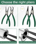 7 Inch Snap Ring Pliers Set For Internal And External Circlips, 4Pcs With Straight And 90 Degree Bent Jaws on display
