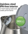 Close-up of 1 Liter Electric Kettle With 1500 Watt Fast Boil, Cordless Water Heater, BPA Free Interior, open lid view