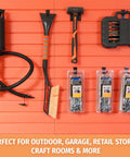 Heavy Duty 10 Inch Slatwall Hooks 32 Pack With 30 Lb Capacity For Garage Tools And Retail Displays Anti Rust Powder Coated Steel