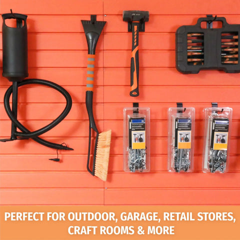 Heavy Duty 10 Inch Slatwall Hooks 32 Pack With 30 Lb Capacity For Garage Tools And Retail Displays Anti Rust Powder Coated Steel