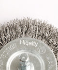 Close-up of stainless steel wire brush from Ten Piece Three Inch Stainless Steel Wire Wheel Brush Kit For Drill With One Quarter Inch Hex Shank