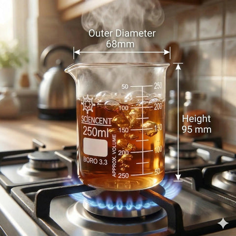 Thick Wall Borosilicate Glass Beaker Set Of Six With No Spill Spouts 25 ML 50 ML 100 ML 250 ML 500 ML And 1000 ML Heat Resistant Laboratory Beakers For Boiling And Mixing on stove