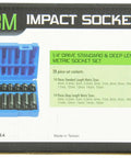 Packaging of One Quarter Inch Drive 28 Piece Deep and Standard Length Metric Master Socket Set, part no. 9728M, made in Taiwan