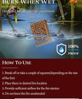 Easy Burn Fire Starter Squares for Wood Stoves No Mess Campfires Grills and Fireplaces Natural Waterproof BBQ Fire Starters 64 Mini Squares Quick Lighting for Backyard Campouts and Cozy Evenings, shown floating on water demonstrating waterproof feature.