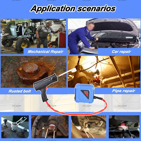 Pro Grade Induction Bolt Heater Kit 1800W Handheld Nut Warmer in application scenarios for mechanical and car repairs.