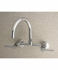 Concord 8 Inch Adjustable Center Wall Mount Kitchen Faucet in Polished Chrome, Solid Brass Construction, No Drip Ceramic Disc, 1.8 GPM