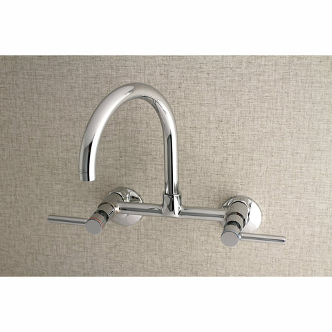 Concord 8 Inch Adjustable Center Wall Mount Kitchen Faucet in Polished Chrome, Solid Brass Construction, No Drip Ceramic Disc, 1.8 GPM