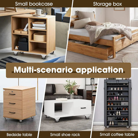 Smooth As Butter Low Profile Mini Caster Wheels 1.25 Inch For Home Furniture Drawers And Storage Bins Quiet TPR Glides Roll Like A Dream Four Pack Brown on furniture items.