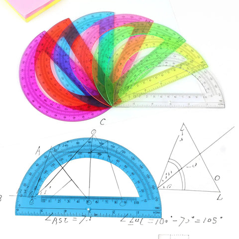 Clear 6 Inch Protractor Set Of 2 For Geometry Classrooms And Offices See Through 180 Degree Protractors With Easy Read Scale Transparent