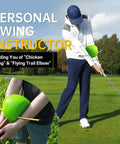 Golfer using Golf Swing Training Aid For Hand Positioning And Posture Correction, featuring Smart Ball Guidance and foam design.