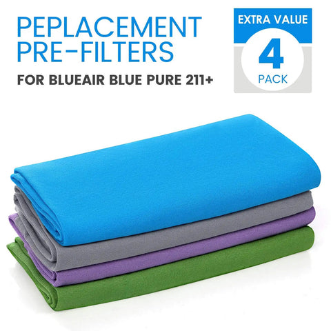 4 Pack 211 Plus Replacement Washable Prefilters For 211 Plus Air Purifier, Helps Stop Pollen Dust Pet Dander From Reaching Main Filter, Easy To Install, Reusable And Simple To Clean, Colors Include Lunar Rock Diva Blue Lavender Purple Forest Green