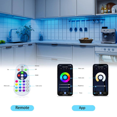 Under Cabinet LED Strips With RGB CW Color Changing Lights Dimmable Brightness For Alexa And Google Home Voice Control Mood Lighting kitchen setup