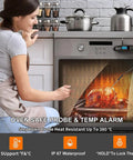Woman using 2-In-1 Instant Read Meat Thermometer With Dual Probes, Ultra Fast Digital Food Thermometer With Backlight in oven