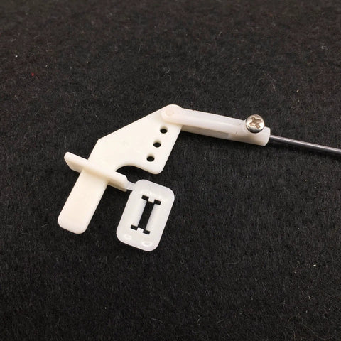 Nylon Control Horn Kit With 30 Pieces Four Hole Rudder Angle Horns, U Clips And Screws for RC Model Aircraft close-up view