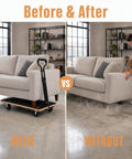 Before and after sofa moving with Beefy Heavy Duty 440 Lb Wooden Furniture Dolly With Adjustable Telescoping Handle From Twenty Point Five To Thirty Inches And Four Inch Casters Non Slip Leather Surface For Securely Moving Heavy Pianos And Appliances.