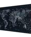World Map XXL Mouse Pad 35.4 By 15.7 Inch With Non Slip Rubber Base And Stitched Edges for Gaming and Office, dark black design