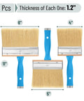Deck Stain Brush Set 3 Pack Featuring 4 Inch 5 Inch And 6 Inch Sizes With Stainless Steel Ferrule Display