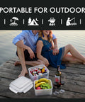 Couple at lakeside with Four Pack Large Fridge Storage Containers With Leakproof Lids And Removable Colander BPA Free