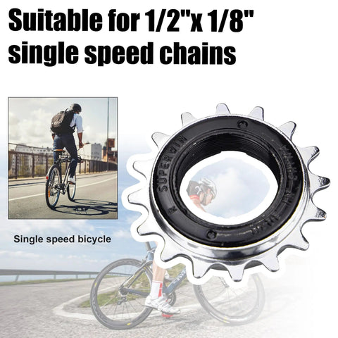 16T Single Speed Freewheel For One Half Inch By One Eighth Inch Chains, Lightweight Iron Gear For Bikes