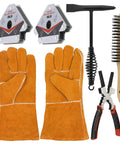 Welding Accessories Kit 6-Piece Including 10.5 Inch Chipping Hammer, 13.5 Inch Leather Welding Gloves, 6-In-1 Welpers Pliers, 11 Inch Wire Brush, and 50 lb Welding Magnet for Pros and DIY Welders