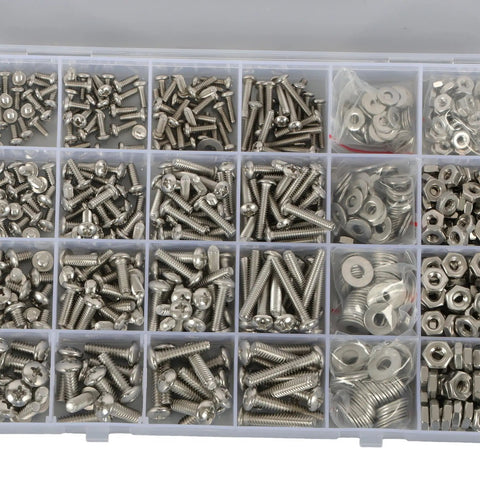Go-To 700 Piece Stainless Steel Screw Set With Four Sizes 4-40, 6-32, 8-32, 10-24 Phillips Pan Head Screws in case