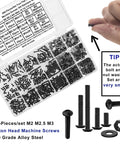900 Piece Button Head Hex Socket Cap Screw Kit With Hex Keys M2 M2.5 M3 Allen Bolts Nuts Washers 10.9 Grade black oxide kit