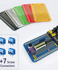 Prototype Board Breadboard Style PCB Solder Board for DIY Electronic Projects with 6 Color Pack, 7 Screw Terminal Block Connectors